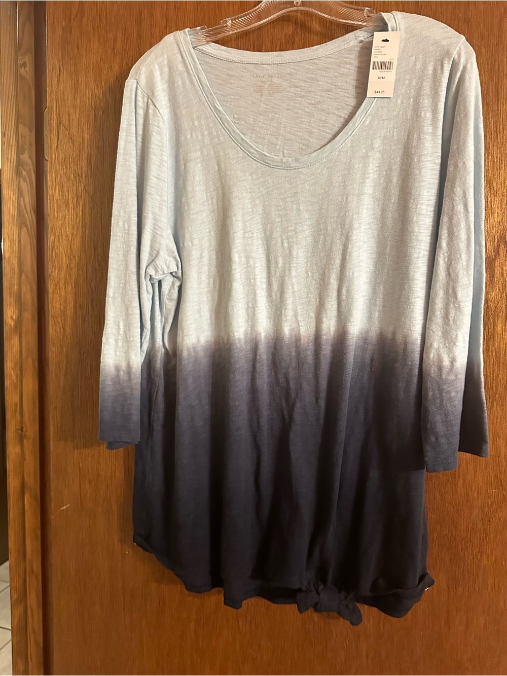 Lane Bryant Light Blue to Navy Ombre Scoop Neck Tunic with Tie Hem